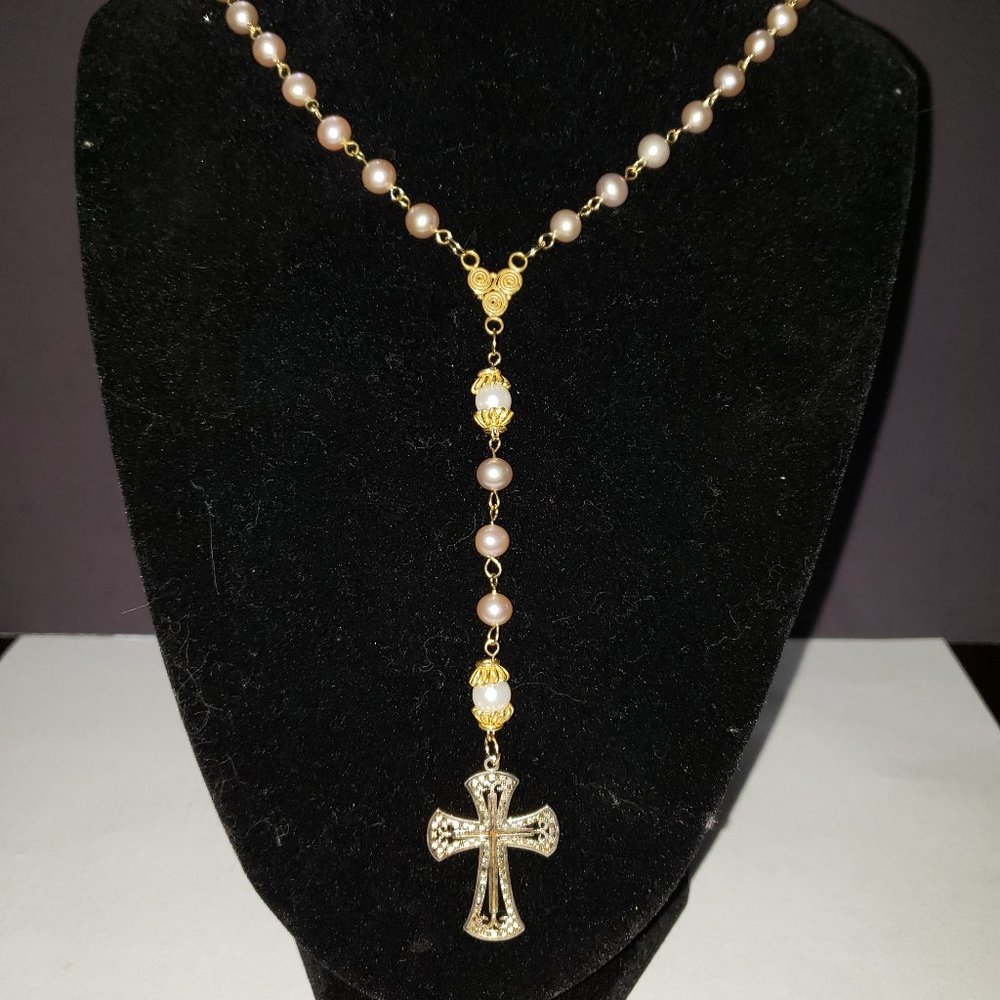 Handmade Pearl, Gold Rosary